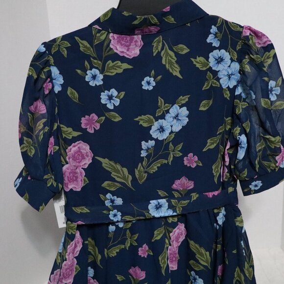 Girls Midi Navy Dress Size Medium (7-8) Floral Print Zac Kids - Picture 3 of 6